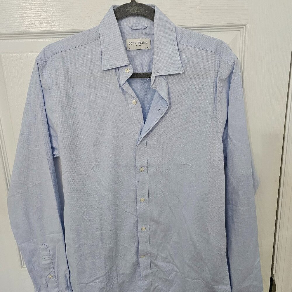 JOHN HENRIC Twill Shirt 15 - 38 Blue Shirts Office Work